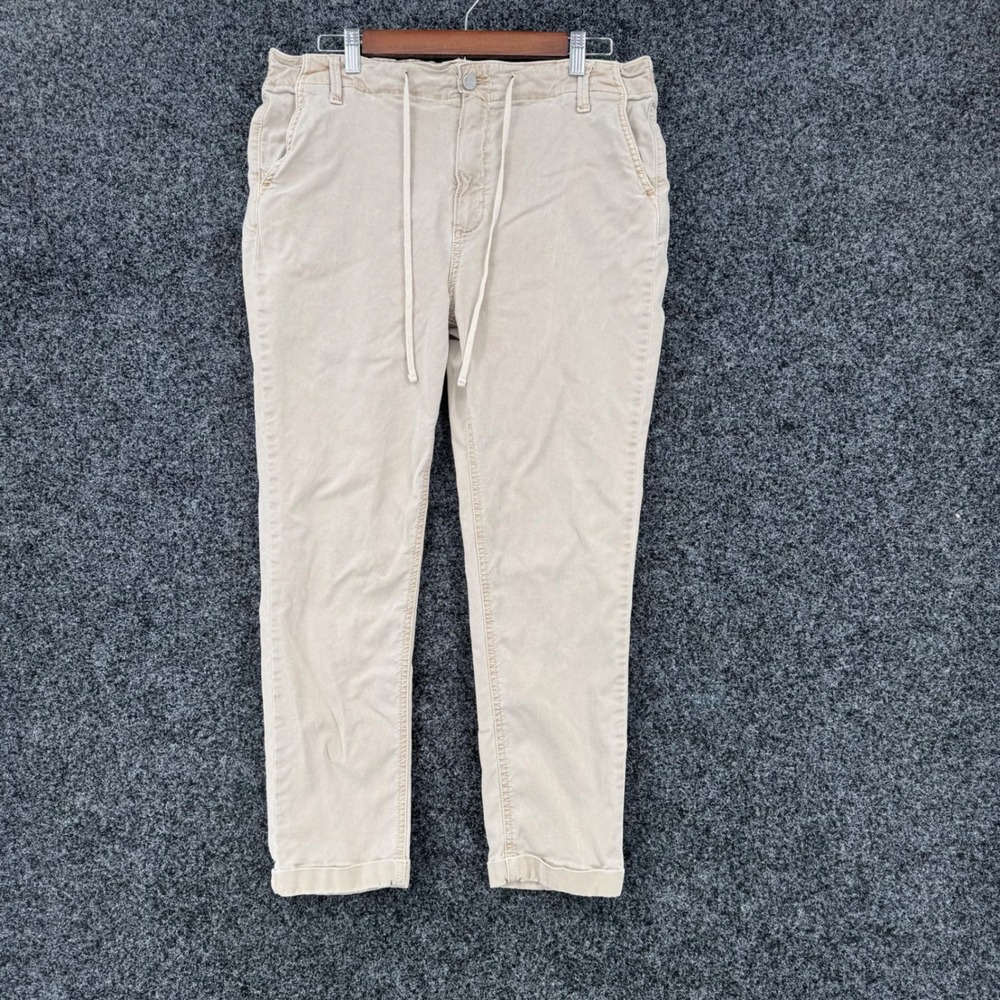 Paige Mayslie Jogger Tan Khaki Drawstring Pants 5659G42-8093 Size 31
